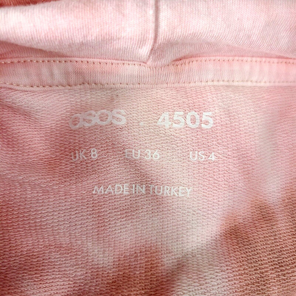 ASOS Hoodie US 4 Small Custom Pink Spiral Tie Dye Cropped Hippie Boho Festival - Picture 6 of 11